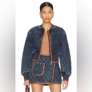 NW/OT JONATHAN SIMKHAI / XS /  Magali Wrap Quilted Mini Skirt / Washed Indigo